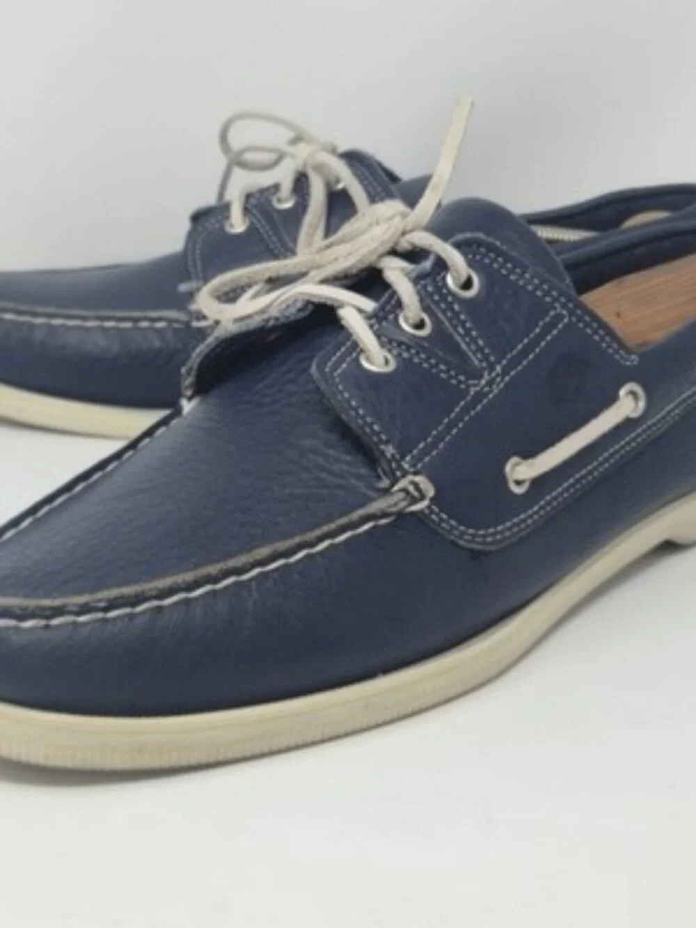 ​Vintage Dexter Boat Shoes Men's 12M Navy Leather Made in USA Heritage Casual